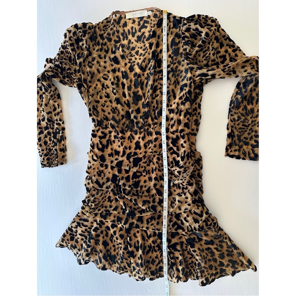 ASTR the Label Nikita Burnout Leopard Print Long Sleeve Ruched Mini Dress Small - Picture 8 of 16